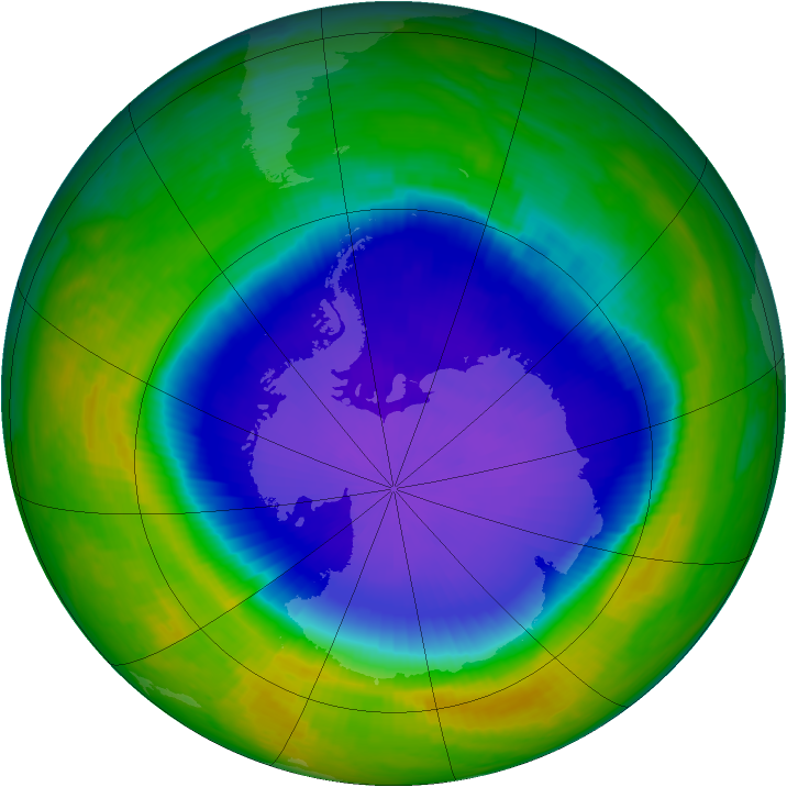 Antarctic ozone map for 22 October 1999